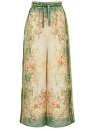 Zimmermann August Printed Silk Trousers - Green Other - 1 (UK 10 / S) 1 (UK 10 / S)