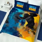 Godzilla Vs Kong Double Duvet Cover & Pillowcase Set Kids Bedding 2-in-1 Designs