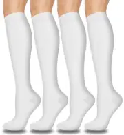 White Compression Socks for Women & Men,15-20 mmHg Circulation Socks for Trav...