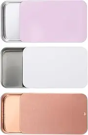 3 Pcs Small Dental Floss Case Metal Portable Compact Pick Dispenser Tin Sliding Refillable Flosser Organizer Box Mini Holder for Pill Oral Care Travel Hotels Dating Dinners Teeth Cleaning