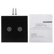 AC100-250V 1 Way 2 Gang Tempered Glass Remote Control Touch Switch Light Wall Switch 24 BLACK