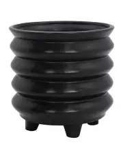 [Madras Link] Bonnie Ribbed Planter 19x18.5cm Black