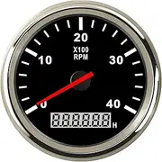 ALAGPNPMZH 85mm Car Boat Tacho Sensor Marine Tacho Meter with LCD Hourmeter 3000 4000 6000 8000 RPM Boat Tachometer 12V/24V Red Backlight Speedometer(4K-BS)