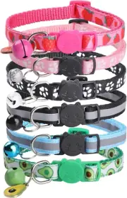6 Pack Breakaway Cat Collars with Bells, Adjustable Breakaway Kitten Collar, Saf