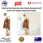 Clothes Hat Rack Garment Stand Wooden Shelf Coat Tree Hanger Bag Hook Holder