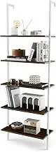 Giantex 5-Tier Ladder Shelf, Wall Mounted Bookshelf with Steel Frame, Elegant Bookcase, Open Storage Display Shelves, Tall Plant Flower Rack for Home Office, Living Room & Bedroom, Natural & White
