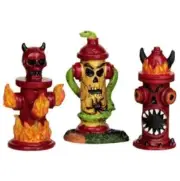 Retired Lemax Spooky Town 2015 Hellfire Hydrants, Set Of 3