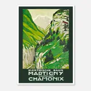 Galrie Vintage Electric Railway Art Print of Martigny to Chamonix by J. Graz, Poster Only, A1 60 x 84cm (23 x 33inch)