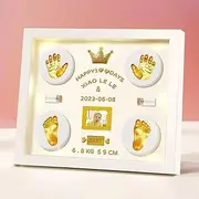 MCstars Children's Handprint Photo Frame New Born Newborn Birth Memorial Gift Handprints Footprints Keepsake Box New Mom Hospital Package New Baby Birthday Memorial Photo Frame