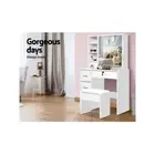 Artiss Makeup Dressing Table with Stool, Sliding Mirror, Jewellery Cabinet White