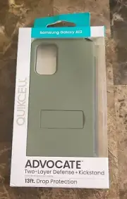 For SAMSUNG GALAXY A13 QUIKCELL ADVOCATE DUAL-LAYER KICKSTAND CASE Olive Green