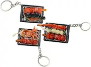 [TEMPNAP] Bag Decor Keyring 3pcs Simulated Food Keychains Chicken Wing Charms Random Style