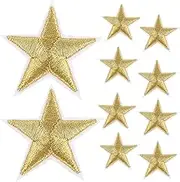 10pcs Gold Star Embroidery Patches for DIY Clothing Decorative Applique Stickers for T-Shirts Jeans Skirts for Craft Projects and Repairs