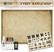Melee Mats DND Map Starter Kit for Dungeons & Dragons Game - 24” x 36", Wet/Dry Erase Battle Terrain Grid - Ultimate Tabletop Gaming Experience with Accessories