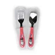 Cuitisan Infant Kid Smart Spoon Fork Set w/Case Pink