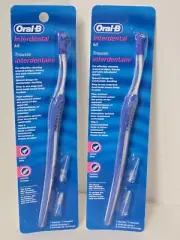 2 Oral-B Interdental Starter Kit Handle with Two Snap Lock Head New