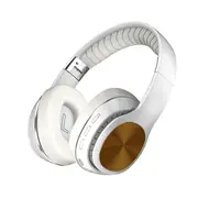 HiFi Wireless Headphones Bluetooth Foldable Headset Support TF Card/FM Radio Stereo Headset With Mic Deep Bass - White