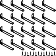 20 Pairs Adjustable Right Angle Brackets Metal L Bracke, Heavy Duty 90 Degree Corner Fastener Brace Support with 40Pcs Screws, Joint Right Angle Shelf Support for Wood Furniture Shelves (Black)