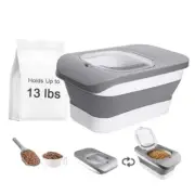 13 Lbs Dog Food Container, Collapsible Dog Food Storage Container Grey-13lbs