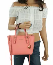 MICHAEL KORS JET SET TRAVEL XS CARRYALL TOTE CONVERTIBLE SHOULDER BAG GRAPEFRUIT
