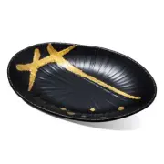 Melamine Black Frosted Relief Oval Plate Imitation Porcelain Hot Pot Dish8294