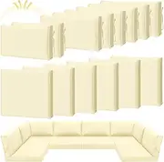 14 Pcs Waterproof Outdoor Patio Cushion Covers Replacement 24 x 24 UV Proof Wicker Sofa Sectional Seat Slipcovers for Rattan Conversation Sectional Set Supplies, Covers Only(Beige,14 Pcs)