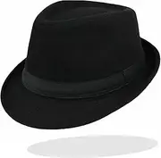 [HinyBoeh] Mens Classic Derby-Fedora-Hat Manhattan Structured Gangster Trilby Cuban Short Brim Vintage Panama-Jazz-Hats(Size:7 1/4)