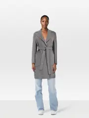 Grey Virgin Wool Belted Coat