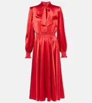 [Dolce & Gabbana] Dolce & Gabbana Silk satin shirt dress AU 18 red