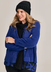 [Virtuelle] Taking Shape Fluffy Knit Crop Cardigan Size 18 in Ultramarine, Viscose - Plus Size Women's Clothing Ultramarine