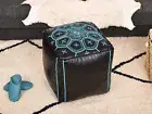 Moroccan Handmade Genuine Leather Boho Pouf Ottoman Footstool STUFFED