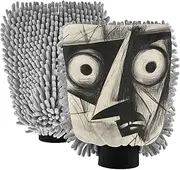 XYMZR Man Abstract Face Absorbent Microfiber Car Wash Mitt, Funny Cute Anime Scratch Free for Cars Cleaning, Home Cleaning Mitts, 2 Pack, 10.24” L x 7.09” W