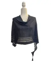 Irish Linen Poncho - Denim