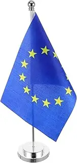 GANAZONO Eu Flag Table Runner Stand Base for Classroom Decor Mini Eu Desk Flag for Office
