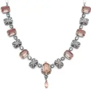 Mariana Moondrops Swarovski Crystal Silver Necklace Brown Blue Rectangle 216-3
