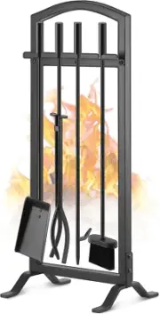 30 Inch 5 Pieces Fireplace Tools Set with Stand, Outdoor Fire Tools for Fireplac