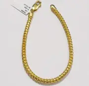 10k Yellow Gold Franco Bracelet Solid 4mm 7.5" Authentic 10KT , STRONG REAL