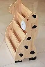 woJKod Children's Wooden Wall Bookshelf, Cow Design, Natural Rubber Wood, Wall-Mounted Book Display