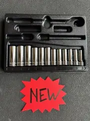 snap-on tools 3/8" drive deep metric socket set chrome 6 point 8-19mm