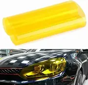 12 by 48 Inches Self Adhesive Waterproof Headlight Tail Lights, Fog Lights Dark Smoke Black-Out Vinyl Headlight Taillight Tints (Gold Yellow)