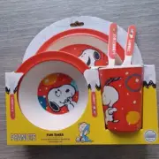 New Peanuts Snoopy Melamine 5 Piece Kids Dinnerware Set Cup Bowl Plate Christmas
