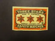 VINTAGE AUSTRALIAN MATCHBOX LABEL- THREE STARS