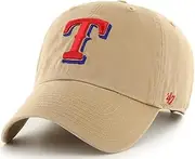 47 Brand MLB Khaki Primary Logo Clean Up Adjustable Strap Baseball Dad Hat Cap, Adult One Size Fits All