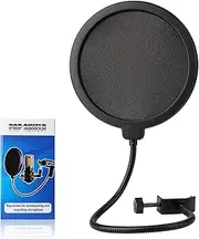 Professional Microphone Pop Filter Shield,Mic Wind Mask Shield Screen with Blue Yeti and Any Other Microphone, Dual Layered Wind Pop Screen With A Flexible 360 Degree Gooseneck Clip Stabilizing Arm