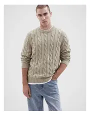 [Unison] Cable Crew Knit in Beige
