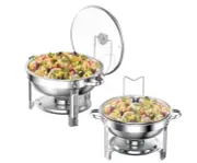 2-Pack 5QT Stainless Steel Chafing Dish Buffet Set – TINANA Round Chafers