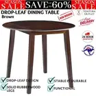 vidaXL Drop-leaf Dining Table Round MDF Wooden Kitchen Garden Brown Furniture