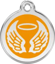 Red Dingo Enamel Angel Wings Tag - Orange - Lifetime Guarantee - Cat, Dog, Pet I