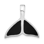 Sterling Silver Black Enameled Medium Whale Fin Pendant Slide