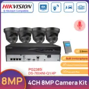 Hikvision 4CH 4K IR Security Camera System Kit w/Audio 8MP POE Camera Plug Play
